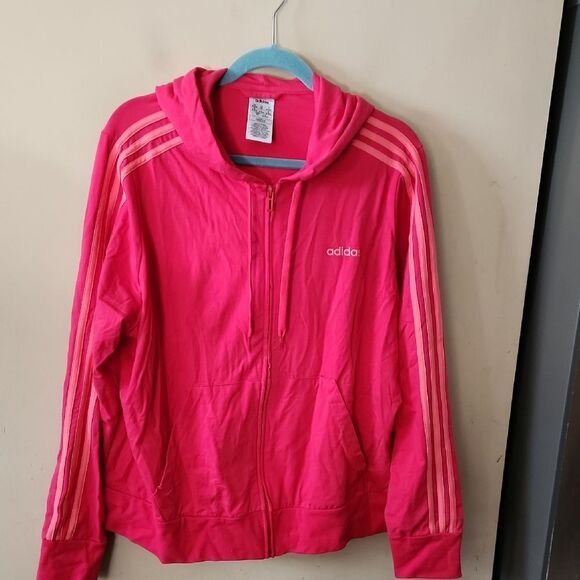 Adidas Pink Zip-Up Hoodie 2X perfect condition lightweight - Picture 1 of 6